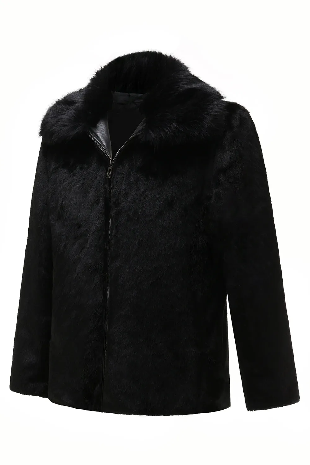 Black Men's Faux Fur Long Sleeves Winter Outerwear sold by Zapaka product image thumbnail 3
