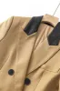 Camel Peak Lapel Long Women Coat sold by Zapaka