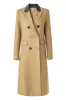 Camel Peak Lapel Long Women Coat sold by Zapaka