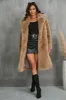 Camel  Notched Lapel Long Faux Fur Long Shaggy Women Coat sold by Zapaka