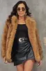 Brown Open Front Shaggy Faux Fur Women's Coat sold by Zapaka