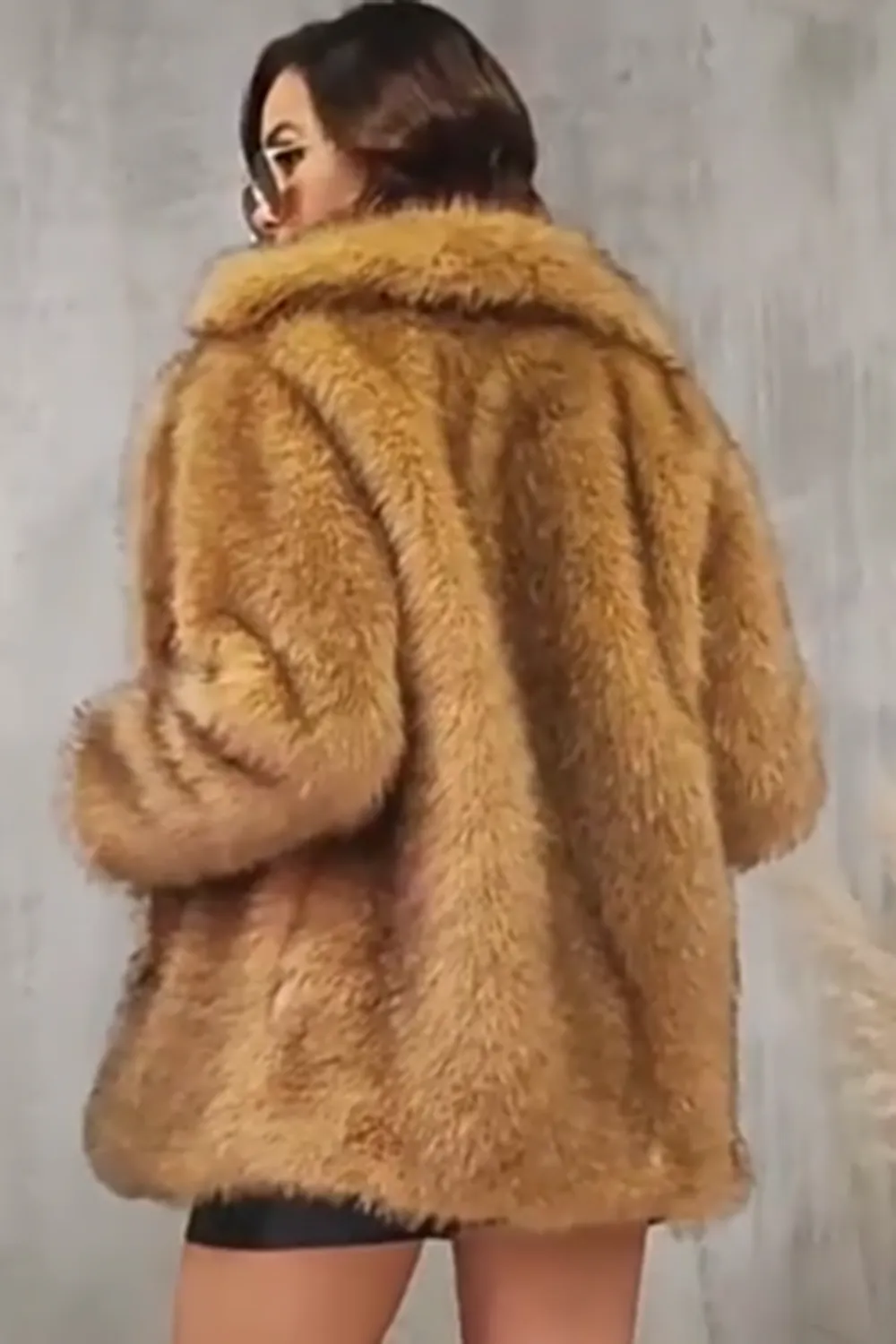 Brown Open Front Shaggy Faux Fur Women's Coat sold by Zapaka product image thumbnail 5