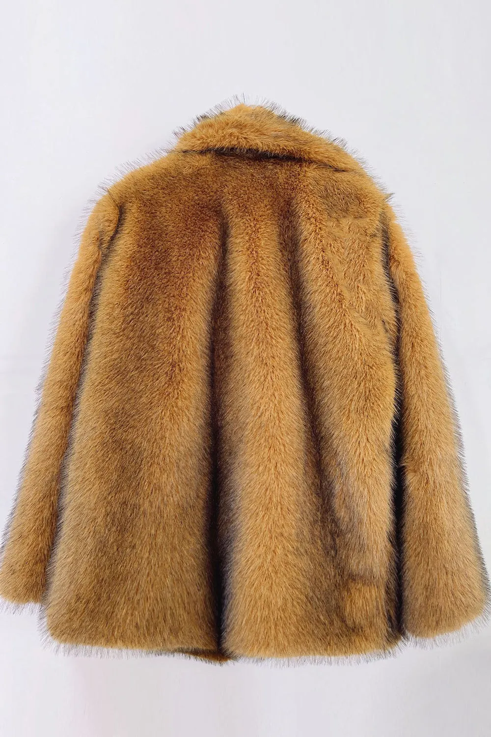 Brown Open Front Shaggy Faux Fur Women's Coat sold by Zapaka product image thumbnail 2