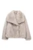 Black Shawl Lapel Short Fitted Faux Fur sold by Zapaka