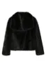 Black Shawl Lapel Short Fitted Faux Fur sold by Zapaka