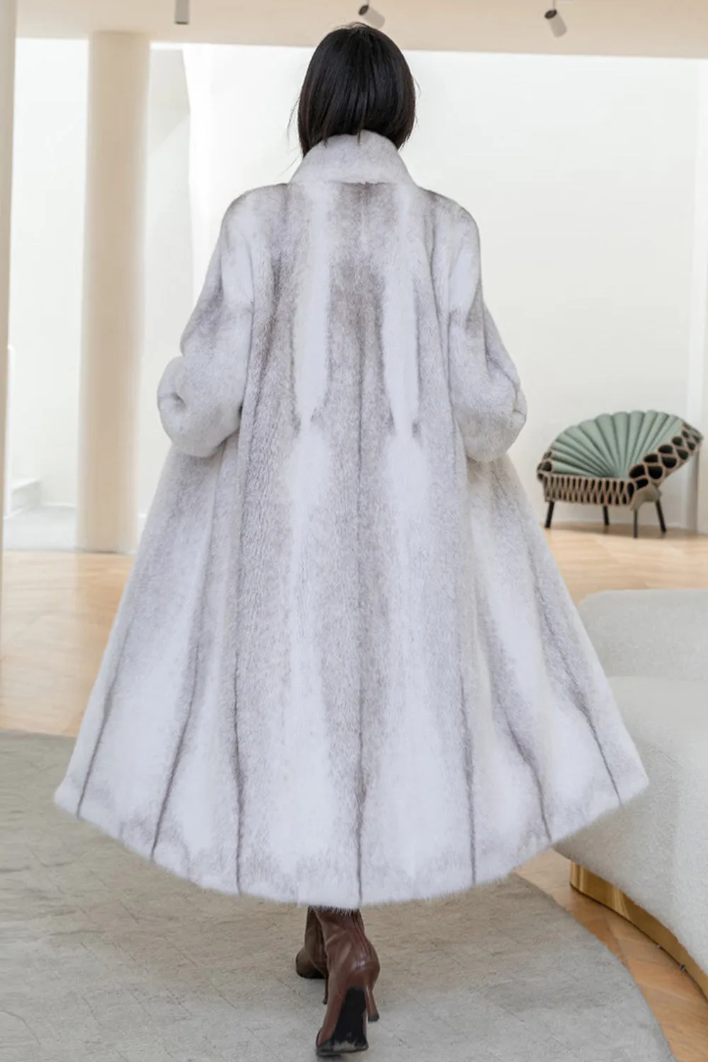 White Fluffy Faux Fur Long Sleeves Long Coat sold by Zapaka product image thumbnail 2