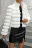 Pink Stand Collar Quilted Short Faux Fur sold by Zapaka