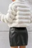 Pink Stand Collar Quilted Short Faux Fur sold by Zapaka
