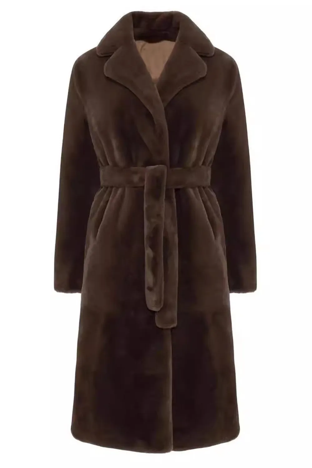 Fluffy Yellow Notched Lapel Faux Fur Long Coat sold by Zapaka product image thumbnail 5