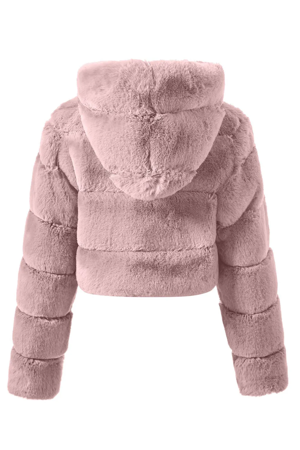 Black Fluffy Faux Fur Zip Up Short Coat sold by Zapaka product image thumbnail 4