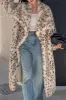 Leopard Print Open Front Long Shaggy Shearling Coat sold by Zapaka