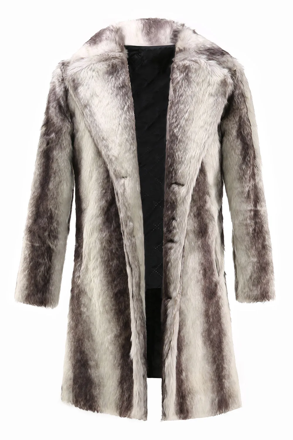 Coffee Faux Fur Mid-Length Single-Breasted Winter Men's Coat sold by Zapaka product image thumbnail 4