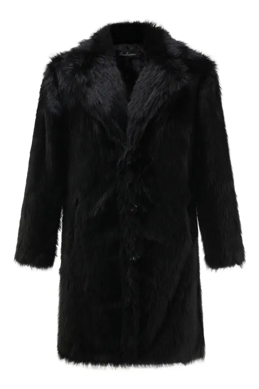 Black Soft Faux Fur Coat for Men sold by Zapaka
