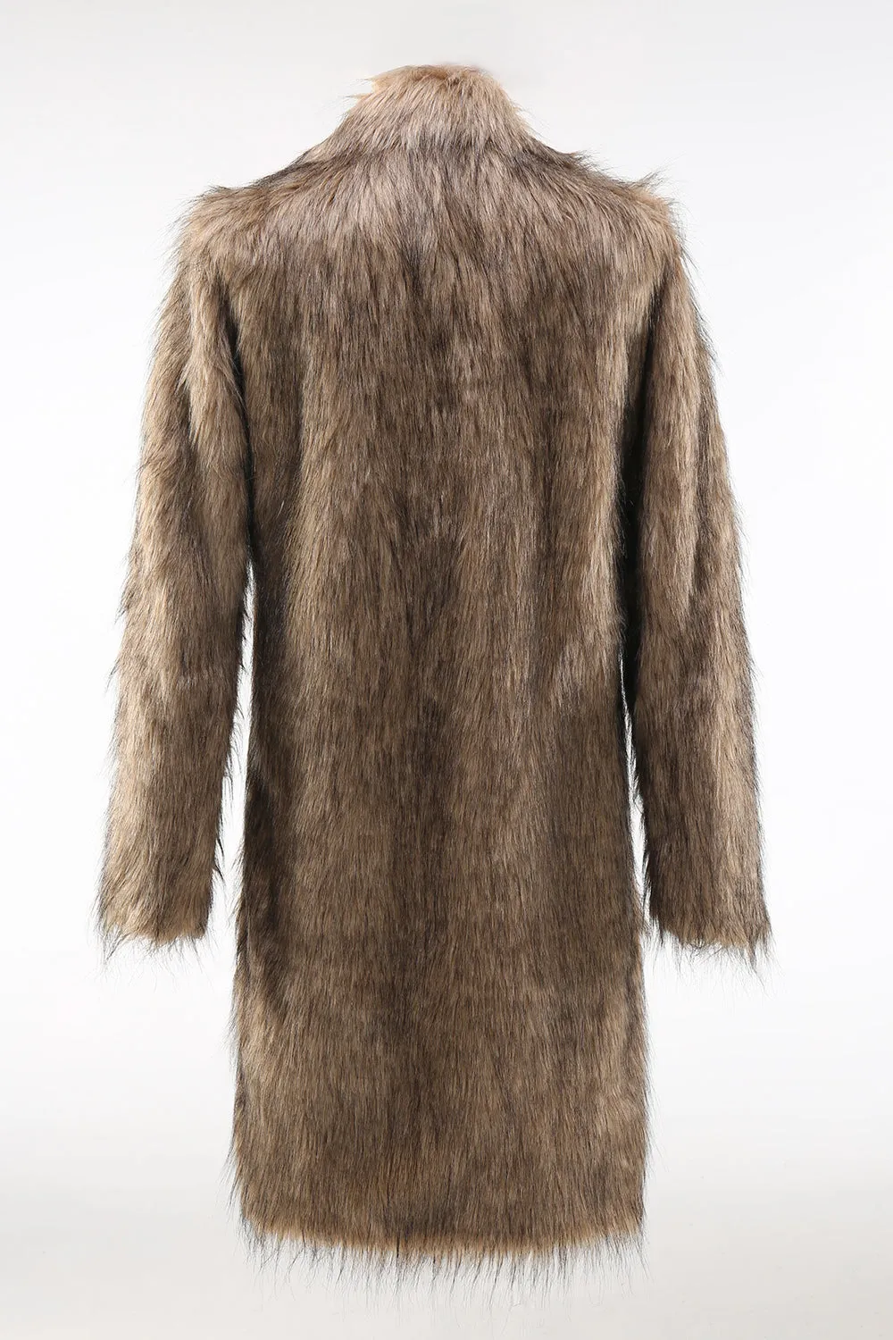 Khaki Fluffy Long Faux Fur Coat sold by Zapaka product image thumbnail 2