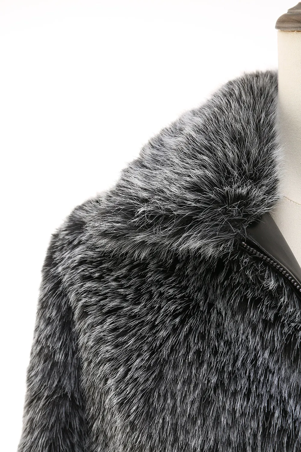 Dark Grey Faux Fur Turn Collar Short Men Coat sold by Zapaka product image thumbnail 5
