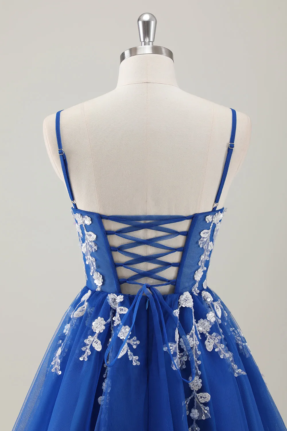 Royal Blue Spaghetti Straps Short Homecoming Dress with Appliques sold by Zapaka product image thumbnail 5