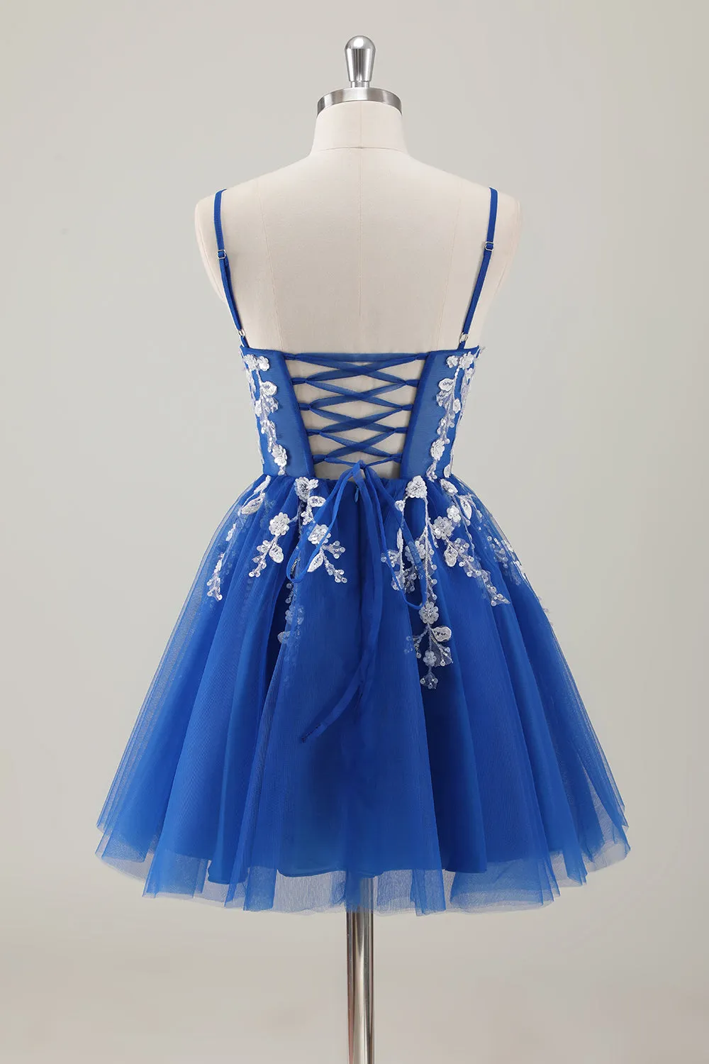Royal Blue Spaghetti Straps Short Homecoming Dress with Appliques sold by Zapaka product image thumbnail 2