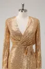 Golden Glitter V Neck Short Tight Party Dress sold by Zapaka