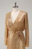 Golden Glitter V Neck Short Tight Party Dress sold by Zapaka