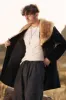 Fluffy Black Shawl Lapel Faux Fur long Men's Coat sold by Zapaka