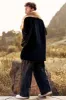 Fluffy Black Shawl Lapel Faux Fur long Men's Coat sold by Zapaka