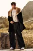 Fluffy Black Shawl Lapel Faux Fur long Men's Coat sold by Zapaka