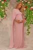 Pink Maternity Wedding Guest Dress With Cape sold by Zapaka
