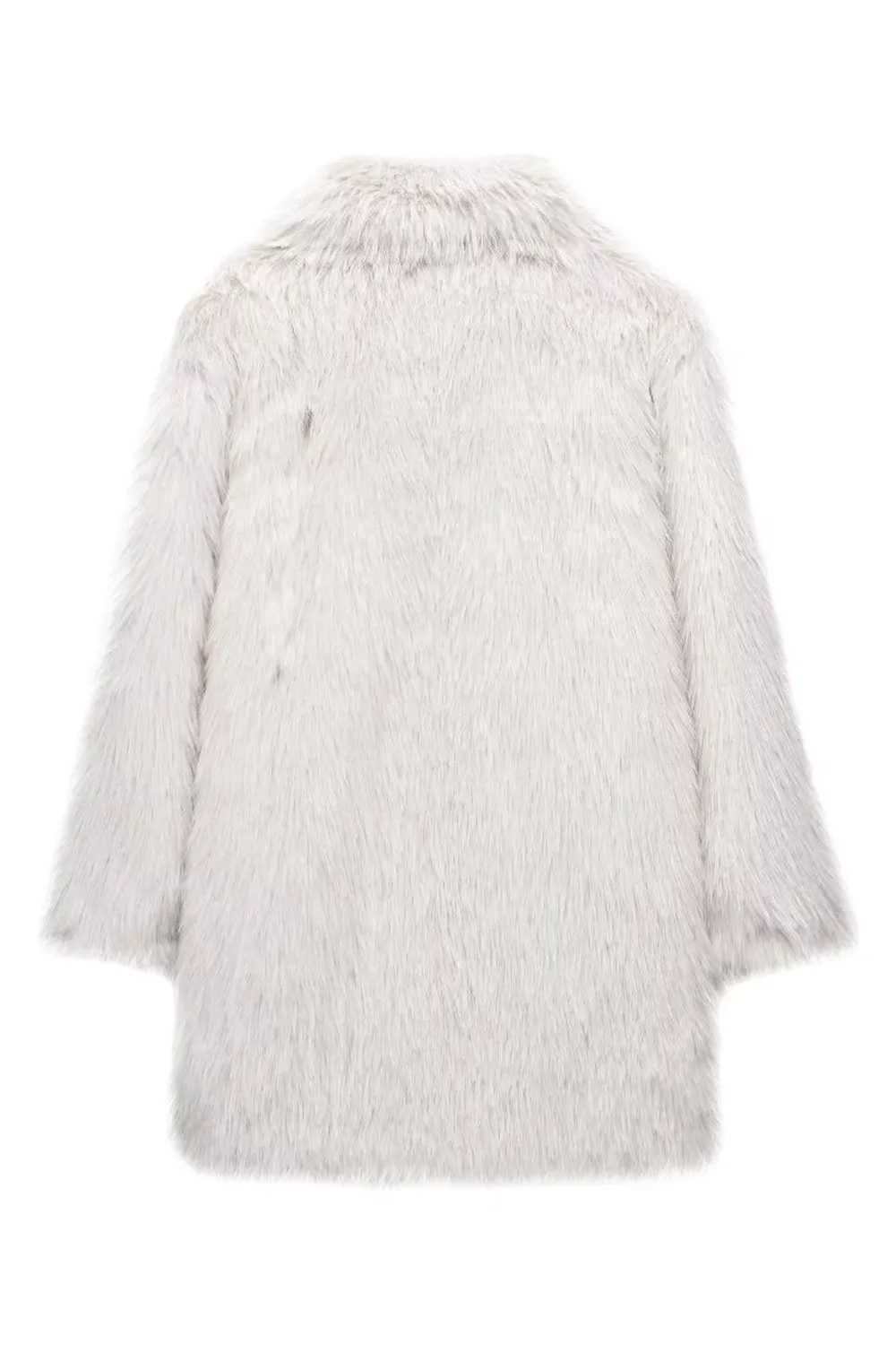 Ivory Notched Lapel Women's Fur Coat sold by Zapaka product image thumbnail 2