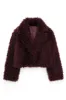 Burgundy Lapel Short Women's Fur Coat sold by Zapaka