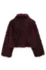 Burgundy Lapel Short Women's Fur Coat sold by Zapaka