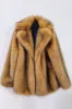Fluffy Brown Notched Lapel Faux Fur Coat sold by Zapaka