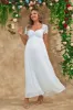A Line White Long Maternity Bridesmaid Dress With Short Sleeves sold by Zapaka