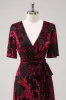 Burgundy A Line Burnout Velvet Long Prom Dress sold by Zapaka