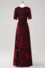 Burgundy A Line Burnout Velvet Long Prom Dress sold by Zapaka