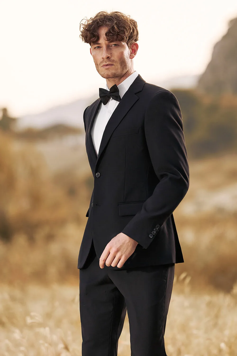 Black Notched Lapel Two Buttons Men's Wedding Suits sold by Zapaka product image thumbnail 5