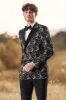 Black Jacquard 2 Pieces Peak Lapel Double Breasted Men's Prom Suits sold by Zapaka