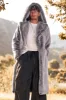 Grey Hooded Long Sleeve Faux Fur Winter Men's Coat sold by Zapaka