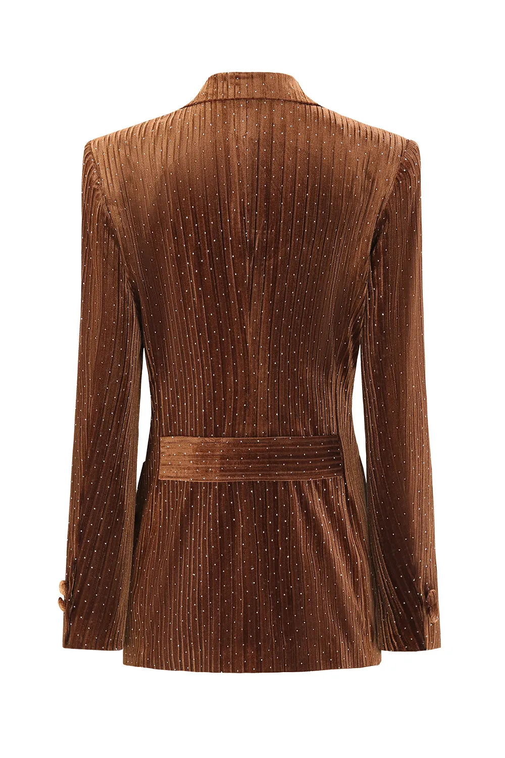 Coffee Dots Velvet Peak Lapel Double Breasted Blazer sold by Zapaka product image thumbnail 5