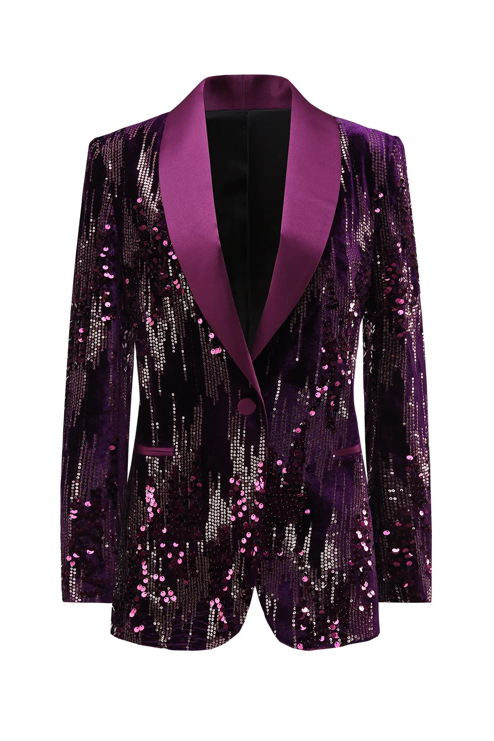 Sparkly Purple Shawl Lapel Sequins Prom Blazer sold by Zapaka