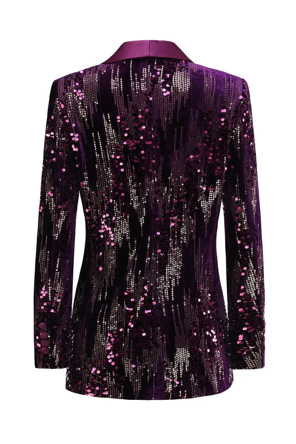 Sparkly Purple Shawl Lapel Sequins Prom Blazer sold by Zapaka product image thumbnail 4
