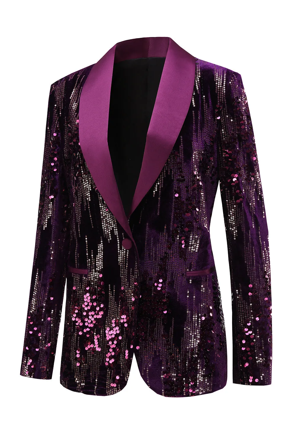 Sparkly Purple Shawl Lapel Sequins Prom Blazer sold by Zapaka product image thumbnail 5