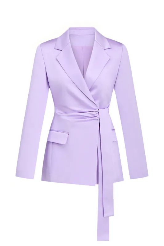 Lilac Notched Lapel Slim Fitted Women's Blazer sold by Zapaka