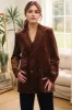 Coffee Peak Lapel Velvet Double Breasted Blazer sold by Zapaka