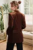 Coffee Peak Lapel Velvet Double Breasted Blazer sold by Zapaka