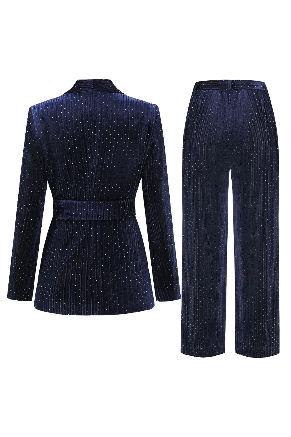 2 Pieces Shawl Lapel Navy Women's Suits with Belt sold by Zapaka product image thumbnail 3