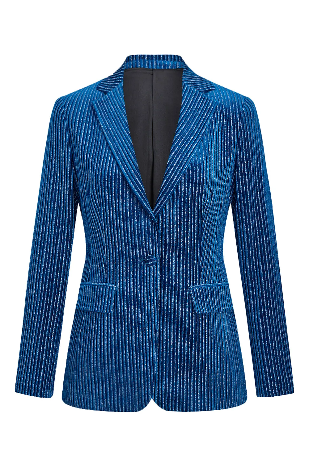 Ink Blue Striped Single Button 2 Piece Women's Suits sold by Zapaka product image thumbnail 3