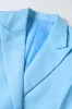 Blue Peak Lapel 2 Piece Women's Suits with Belt sold by Zapaka