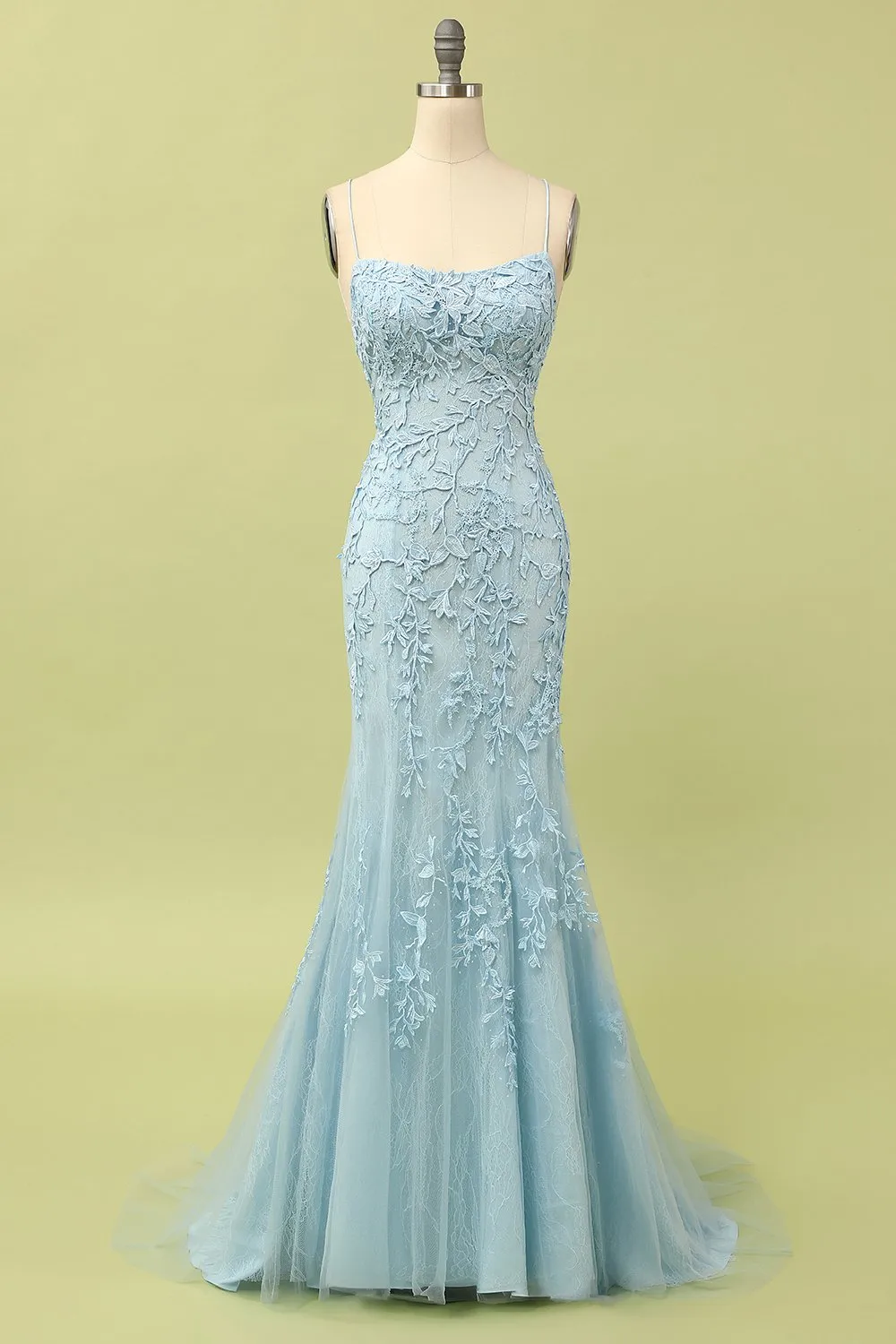 Mermaid Blue Long Prom Dress Backless Evening Dress sold by Zapaka