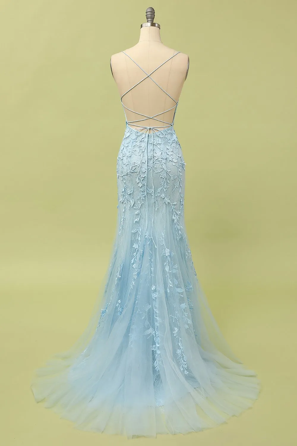 Mermaid Blue Long Prom Dress Backless Evening Dress sold by Zapaka product image thumbnail 2