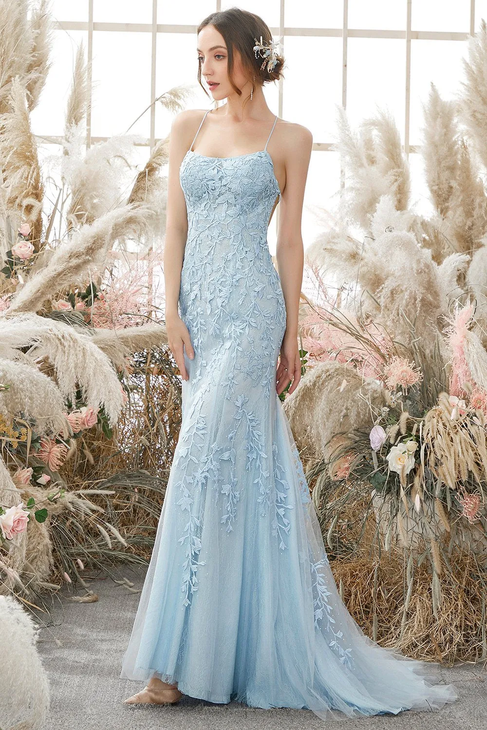 Mermaid Blue Long Prom Dress Backless Evening Dress sold by Zapaka product image thumbnail 3